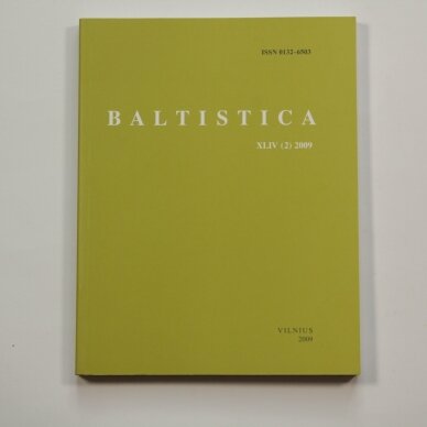 Baltistica XLIV (2) 2009 Baltistica XLIV (2) 2009