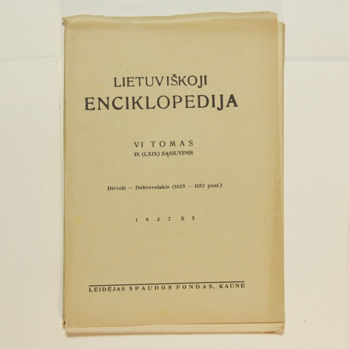 Lietuviškoji enciklopedija VI Tomas IX sąsiuvinis Lietuviškoji enciklopedija VI Tomas IX sąsiuvinis