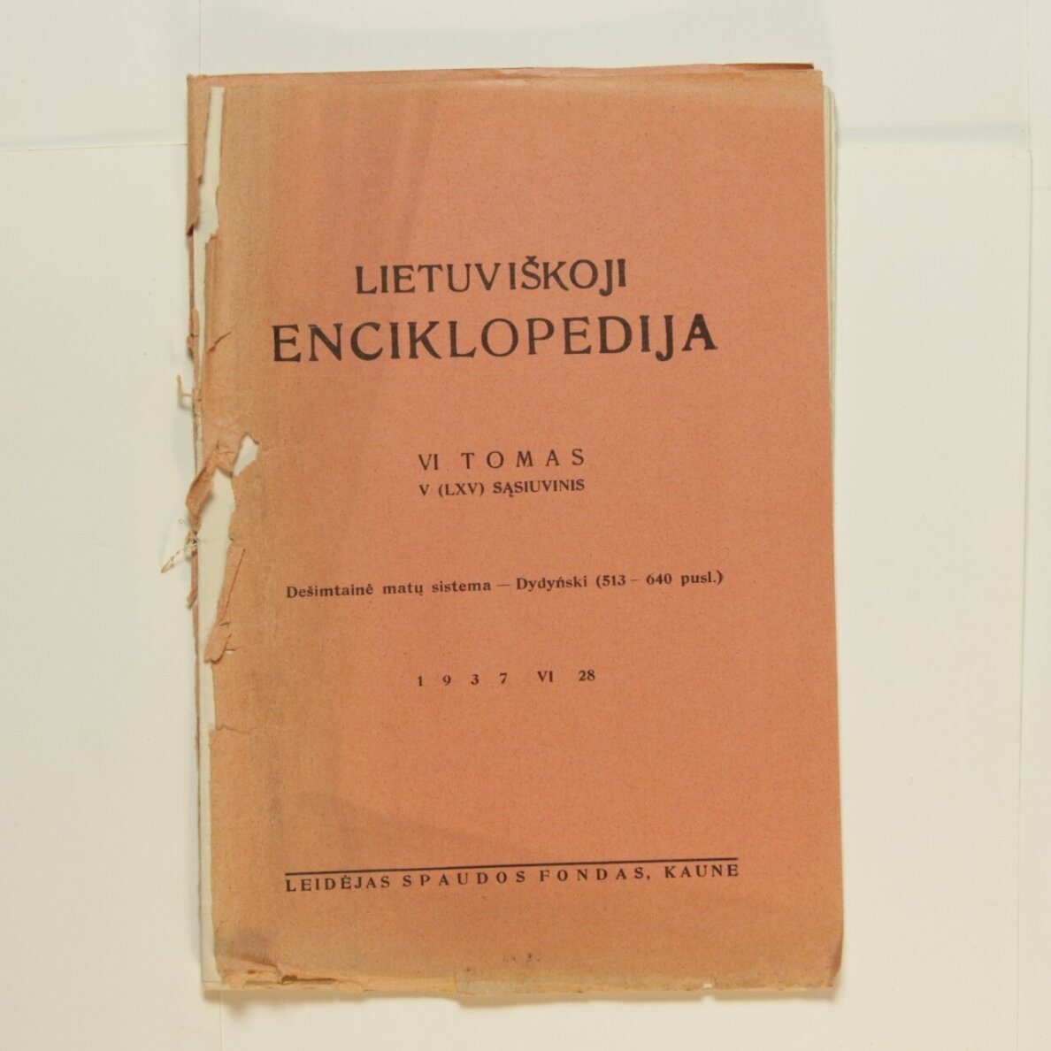 Lietuviškoji enciklopedija VI Tomas V sąsiuvinis Lietuviškoji enciklopedija VI Tomas V sąsiuvinis