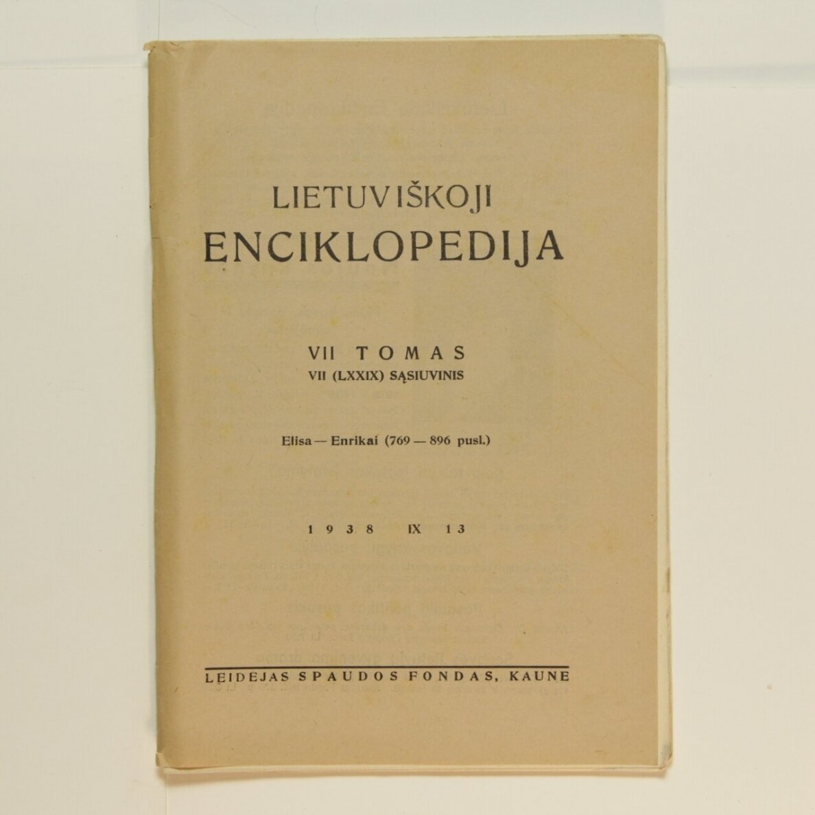 Lietuviškoji enciklopedija VII Tomas VII sąsiuvinis Lietuviškoji enciklopedija VII Tomas VII sąsiuvinis