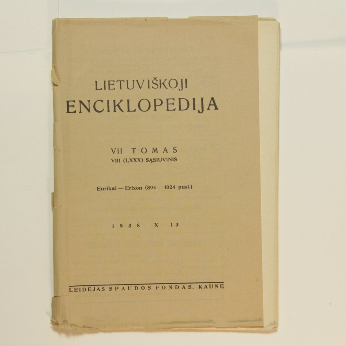 Lietuviškoji enciklopedija VII Tomas VIII sąsiuvinis