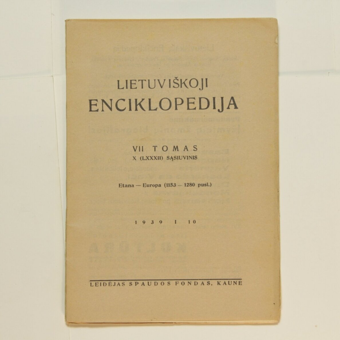 Lietuviškoji enciklopedija VII Tomas X sąsiuvinis