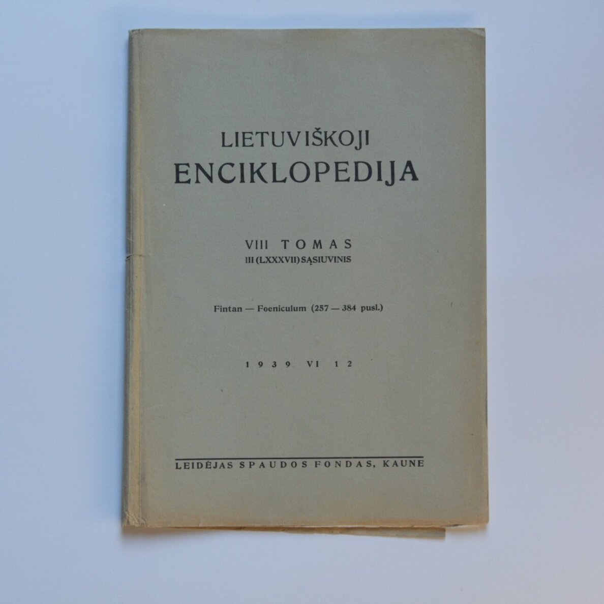 Lietuviškoji enciklopedija VIII Tomas III sąsiuvinis