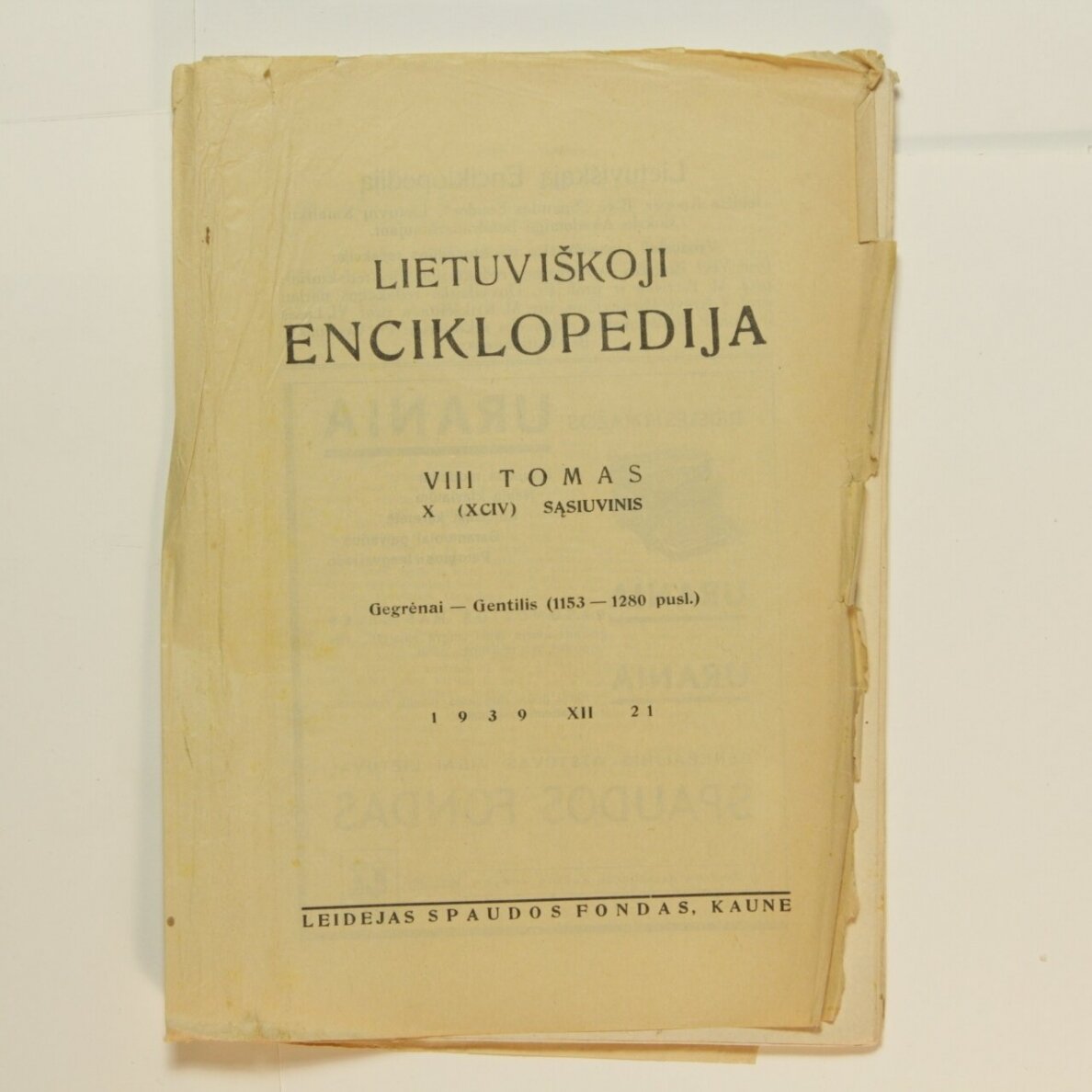 Lietuviškoji enciklopedija VIII Tomas X sąsiuvinis Lietuviškoji enciklopedija VIII Tomas X sąsiuvinis