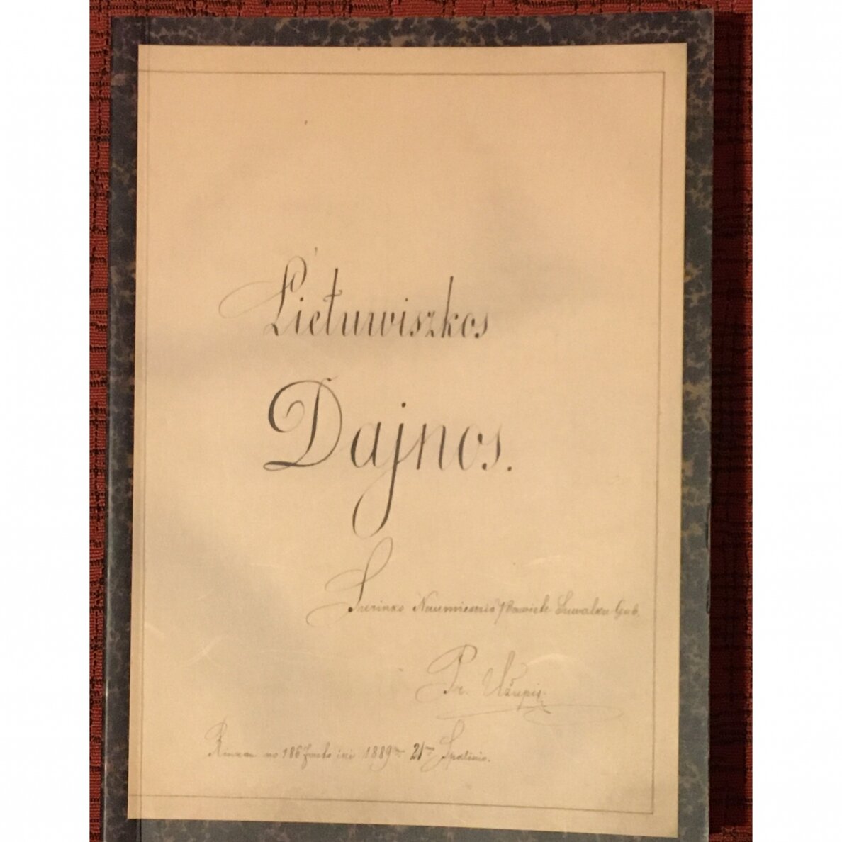 Lietuviškos dainos / surinko Naujamiesčio paviete, Suvalkų gubernijoje, Pranas Užupis