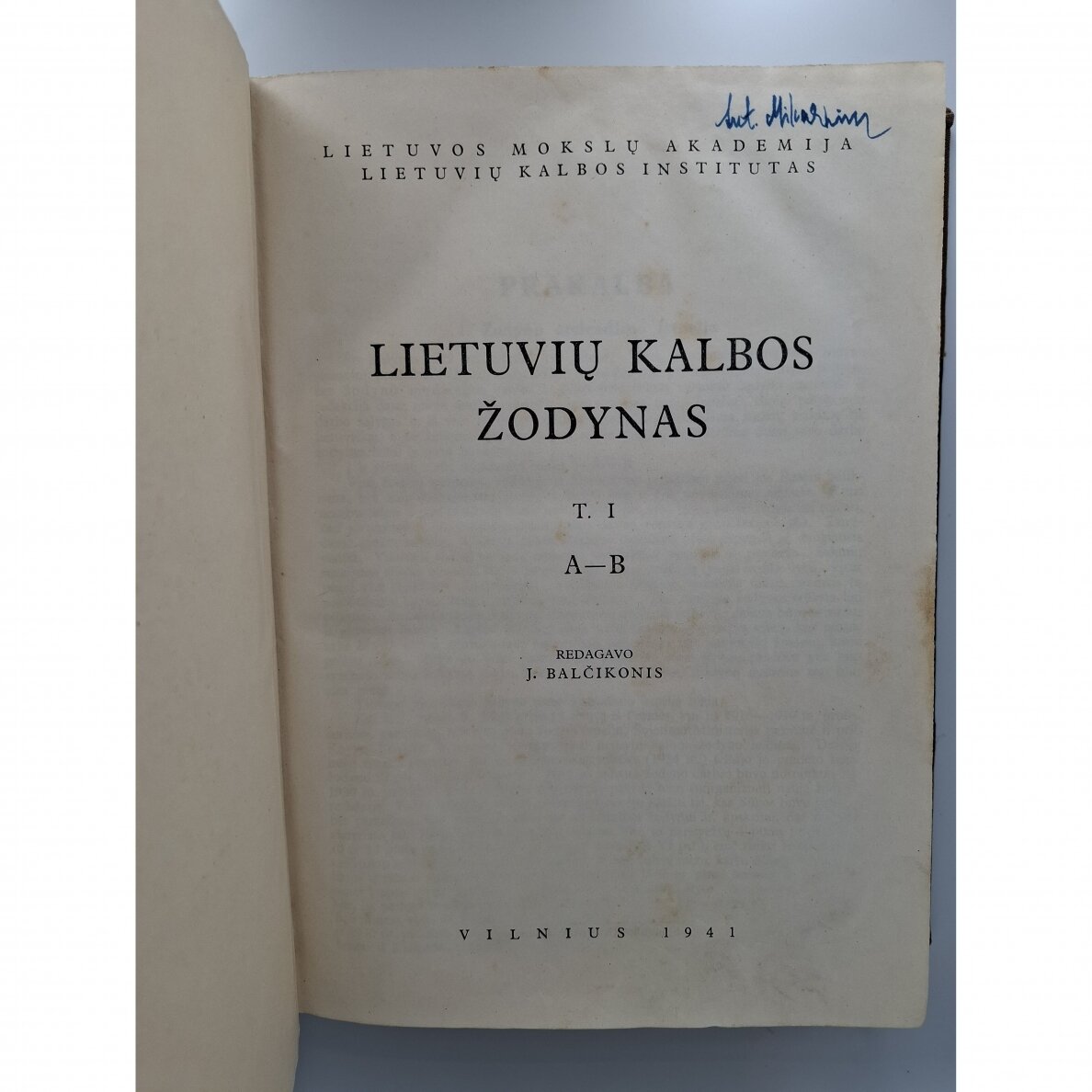 Lietuvių kalbos žodynas T. I 2 Lietuvių kalbos žodynas T. I 2