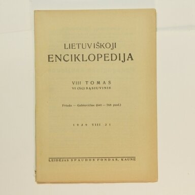 Lietuviškoji enciklopedija VIII Tomas VI sąsiuvinis