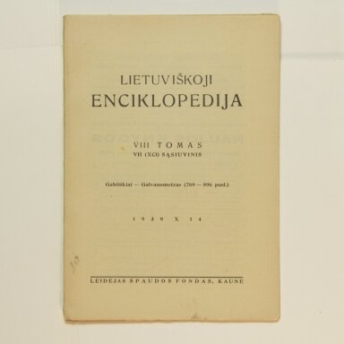 Lietuviškoji enciklopedija VIII Tomas VII sąsiuvinis