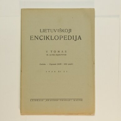 Lietuviškoji enciklopedija V Tomas IX sąsiuvinis