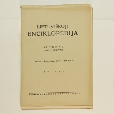 Lietuviškoji enciklopedija VI Tomas IX sąsiuvinis