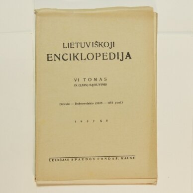 Lietuviškoji enciklopedija VI Tomas IX sąsiuvinis Lietuviškoji enciklopedija VI Tomas IX sąsiuvinis