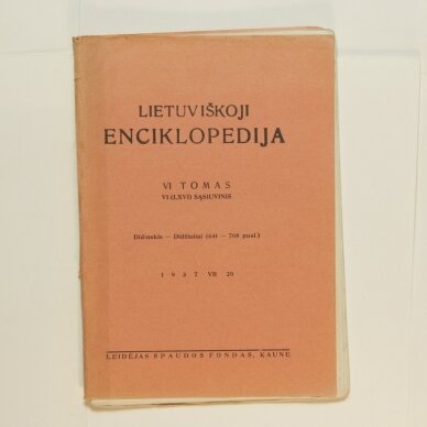 Lietuviškoji enciklopedija VI Tomas VI sąsiuvinis Lietuviškoji enciklopedija VI Tomas VI sąsiuvinis