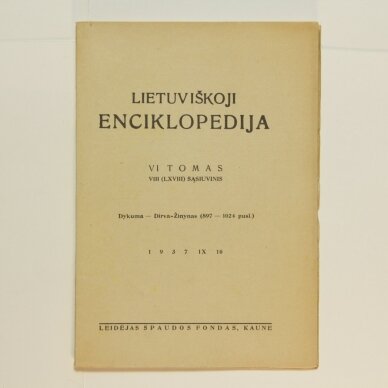 Lietuviškoji enciklopedija VI Tomas VIII sąsiuvinis Lietuviškoji enciklopedija VI Tomas VIII sąsiuvinis