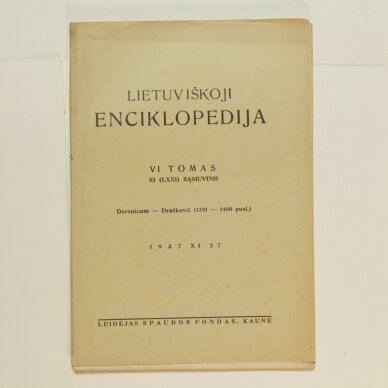 Lietuviškoji enciklopedija VI Tomas XI sąsiuvinis