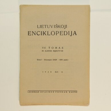 Lietuviškoji enciklopedija VII Tomas IX sąsiuvinis