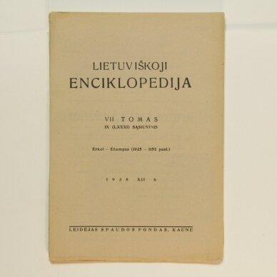 Lietuviškoji enciklopedija VII Tomas IX sąsiuvinis Lietuviškoji enciklopedija VII Tomas IX sąsiuvinis