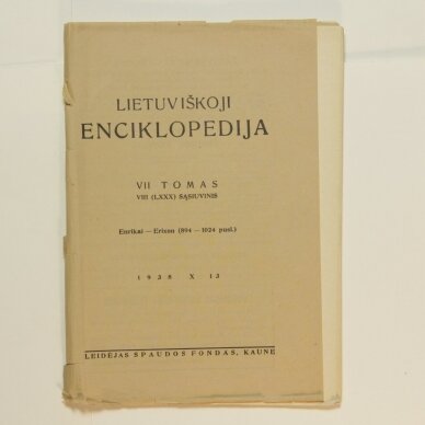 Lietuviškoji enciklopedija VII Tomas VIII sąsiuvinis Lietuviškoji enciklopedija VII Tomas VIII sąsiuvinis