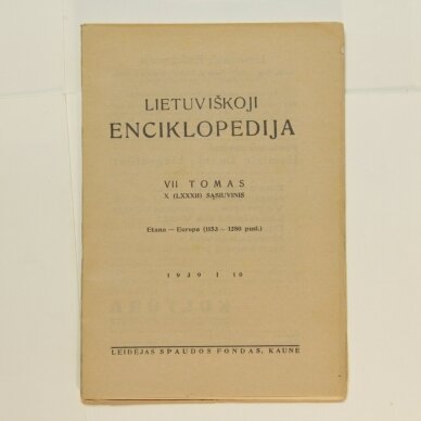 Lietuviškoji enciklopedija VII Tomas X sąsiuvinis