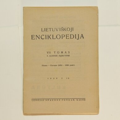 Lietuviškoji enciklopedija VII Tomas X sąsiuvinis Lietuviškoji enciklopedija VII Tomas X sąsiuvinis