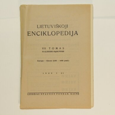 Lietuviškoji enciklopedija VII Tomas XI sąsiuvinis Lietuviškoji enciklopedija VII Tomas XI sąsiuvinis