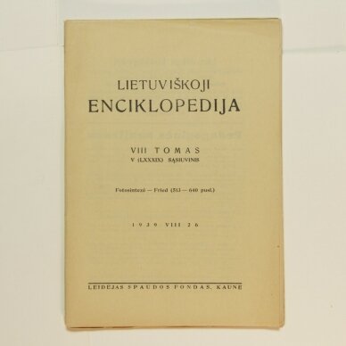 Lietuviškoji enciklopedija VIII Tomas V sąsiuvinis Lietuviškoji enciklopedija VIII Tomas V sąsiuvinis