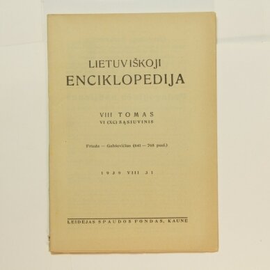 Lietuviškoji enciklopedija VIII Tomas VI sąsiuvinis Lietuviškoji enciklopedija VIII Tomas VI sąsiuvinis