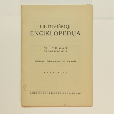 Lietuviškoji enciklopedija VIII Tomas VII sąsiuvinis Lietuviškoji enciklopedija VIII Tomas VII sąsiuvinis