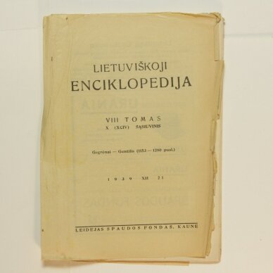 Lietuviškoji enciklopedija VIII Tomas X sąsiuvinis