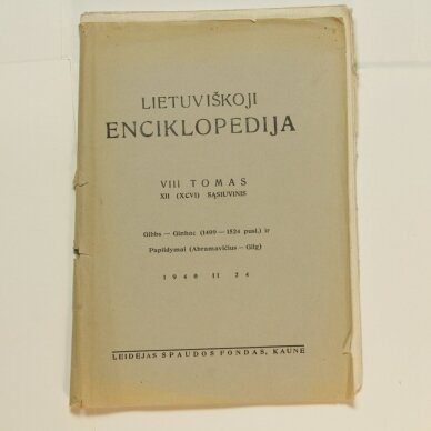 Lietuviškoji enciklopedija VIII Tomas XII sąsiuvinis Lietuviškoji enciklopedija VIII Tomas XII sąsiuvinis