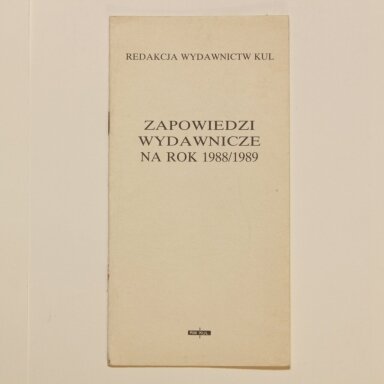 Zapowiedzi wydawnicze na rok 1988/1989